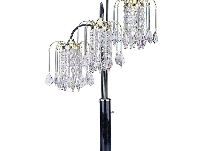 34" Black Metal Three Light Chandelier Table Lamp