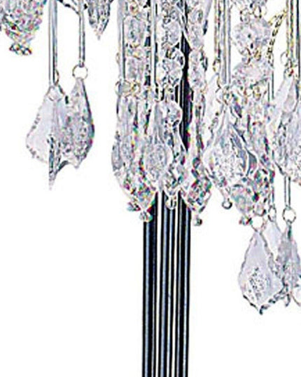 34" Black Metal Three Light Chandelier Table Lamp