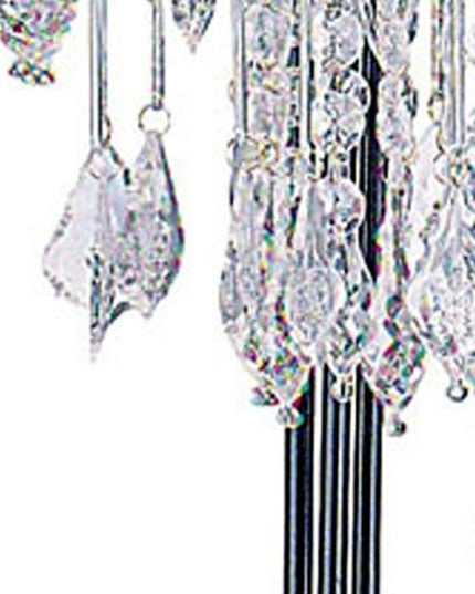 34" Black Metal Three Light Chandelier Table Lamp