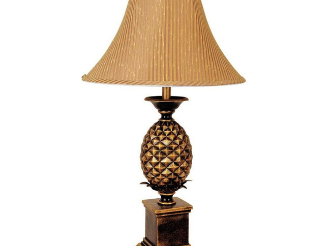 32" Gold Metal Pineapple Table Lamp With Gold Classic Empire Shade