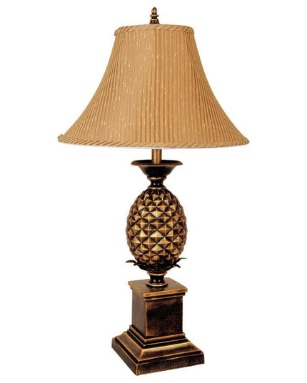 32" Gold Metal Pineapple Table Lamp With Gold Classic Empire Shade