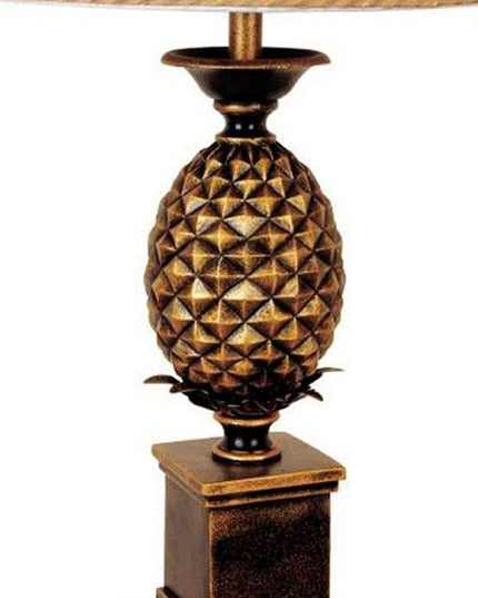32" Gold Metal Pineapple Table Lamp With Gold Classic Empire Shade