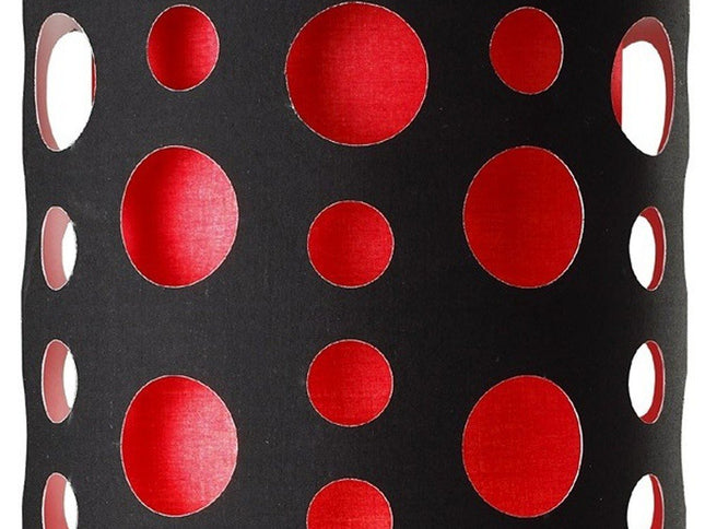 33" Steel Mod Table Lamp With Black And Red Drum Shade