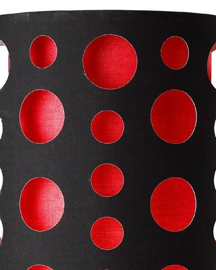 33" Steel Mod Table Lamp With Black And Red Drum Shade