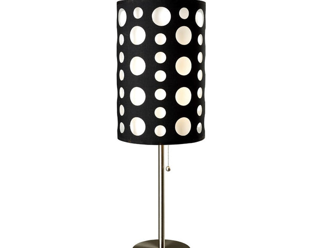 33" Steel Mod Table Lamp With Black And Red Drum Shade