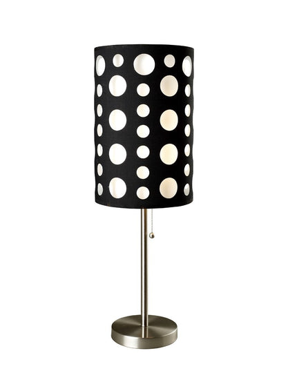 33" Steel Mod Table Lamp With Black And Red Drum Shade