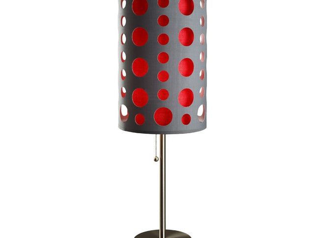 33" Gray and Red Mod Dot Novelty Table Lamp