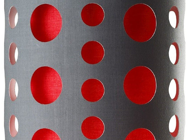 33" Gray and Red Mod Dot Novelty Table Lamp