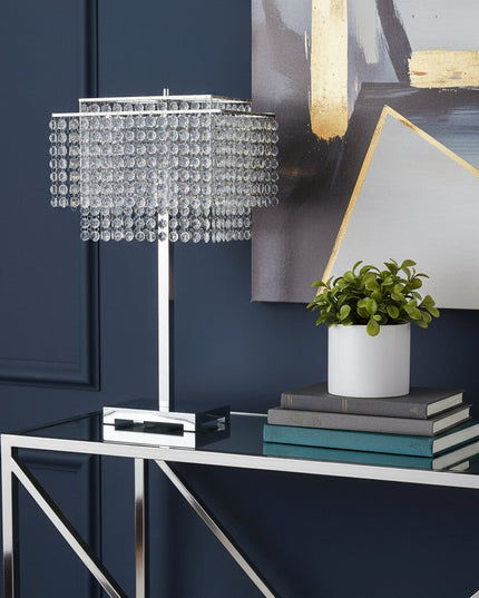 Bling Glam Faux Crystal Rectangular Table Lamp