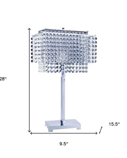 Bling Glam Faux Crystal Rectangular Table Lamp