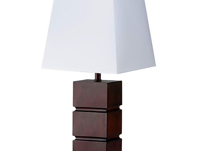 27" Brown Bedside Table Lamp With White Shade