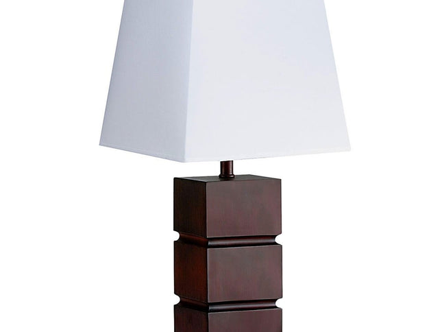 27" Brown Bedside Table Lamp With White Shade