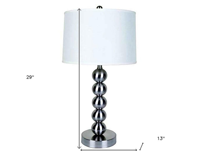 Silver Bauble Table Lamp with White Shade