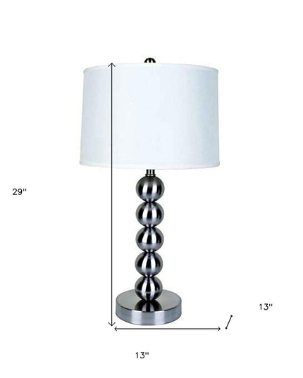 Silver Bauble Table Lamp with White Shade