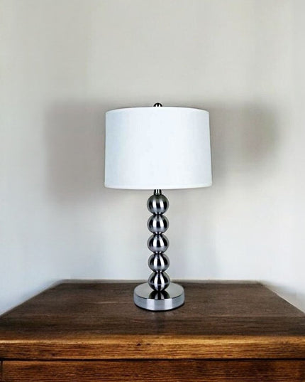 Silver Bauble Table Lamp with White Shade