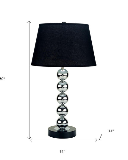 Silver Bauble Table Lamp with Black Shade
