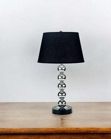 Silver Bauble Table Lamp with Black Shade