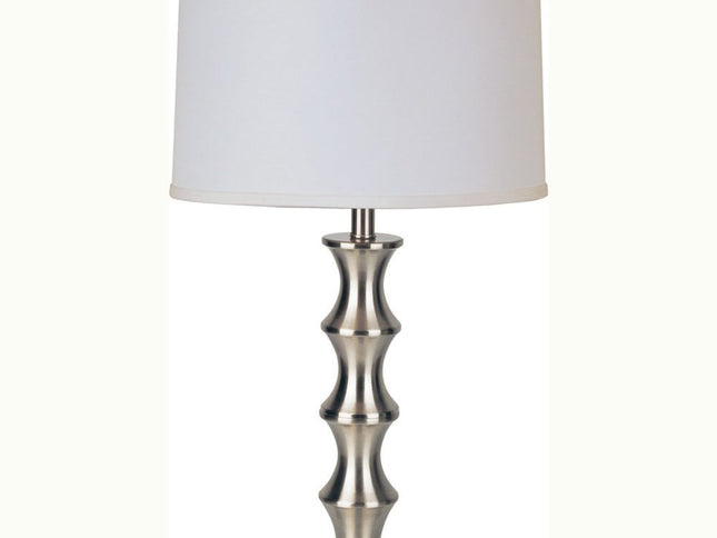 30" Black Solid Wood Bedside Table Lamp With White Shade