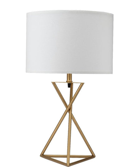 Contemporary Gold Geo Table Lamp with White Shade