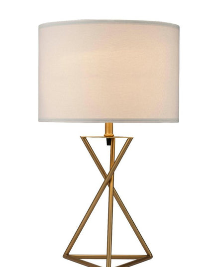 Contemporary Gold Geo Table Lamp with White Shade