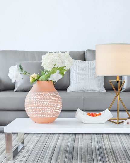 Contemporary Gold Geo Table Lamp with White Shade