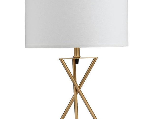 Contemporary Gold Geo Table Lamp with White Shade