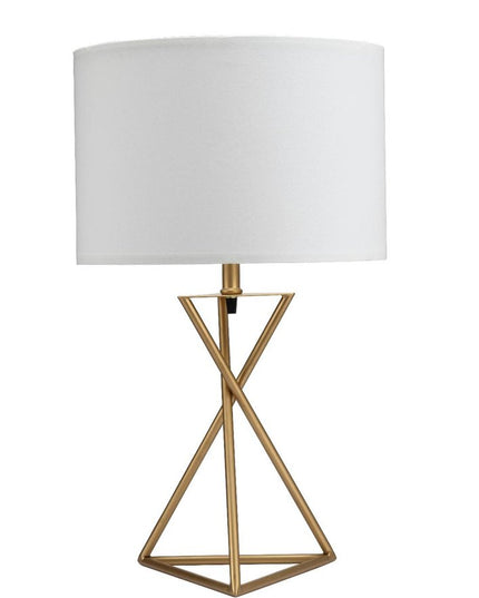 Contemporary Gold Geo Table Lamp with White Shade