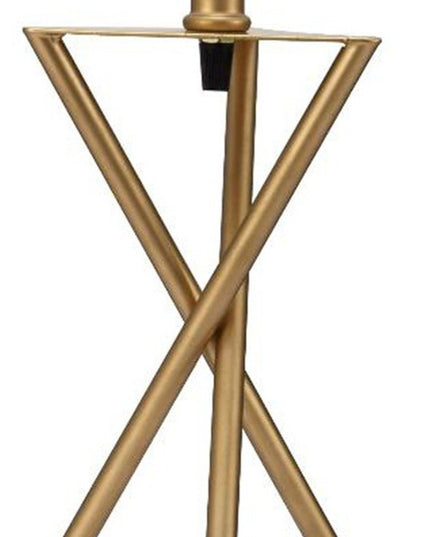 Contemporary Gold Geo Table Lamp with White Shade