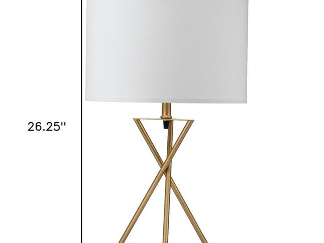 Contemporary Gold Geo Table Lamp with White Shade