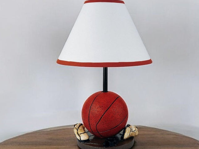 15" Orange Bedside Table Lamp With White Shade