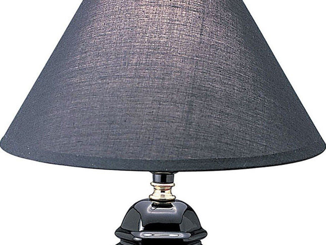 13" Black Ceramic Bedside Table Lamp With Black Shade