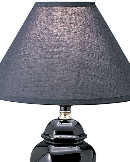 13" Black Ceramic Bedside Table Lamp With Black Shade