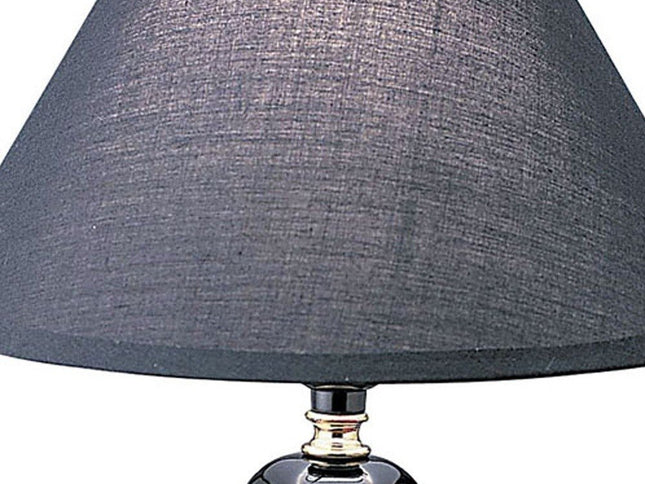 13" Black Ceramic Bedside Table Lamp With Black Shade