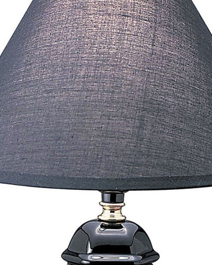 13" Black Ceramic Bedside Table Lamp With Black Shade