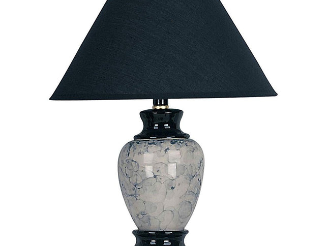 13" Black Ceramic Bedside Table Lamp With Black Shade