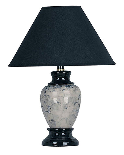 13" Black Ceramic Bedside Table Lamp With Black Shade
