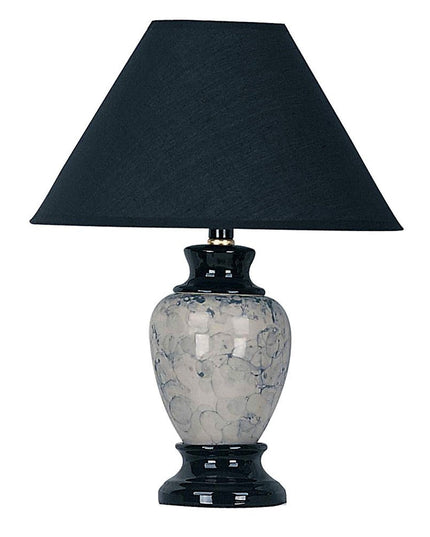 13" Black Ceramic Bedside Table Lamp With Black Shade