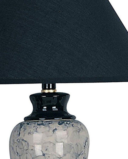13" Black Ceramic Bedside Table Lamp With Black Shade