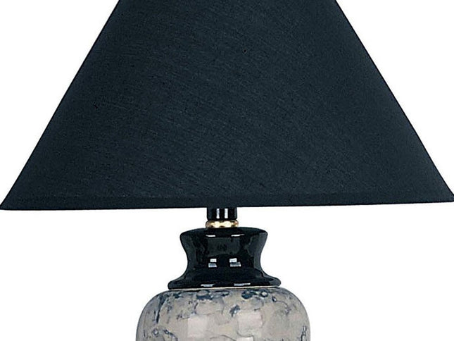 13" Black Ceramic Bedside Table Lamp With Black Shade