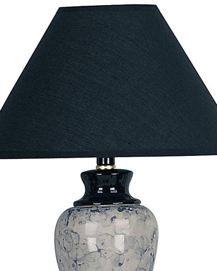 13" Black Ceramic Bedside Table Lamp With Black Shade