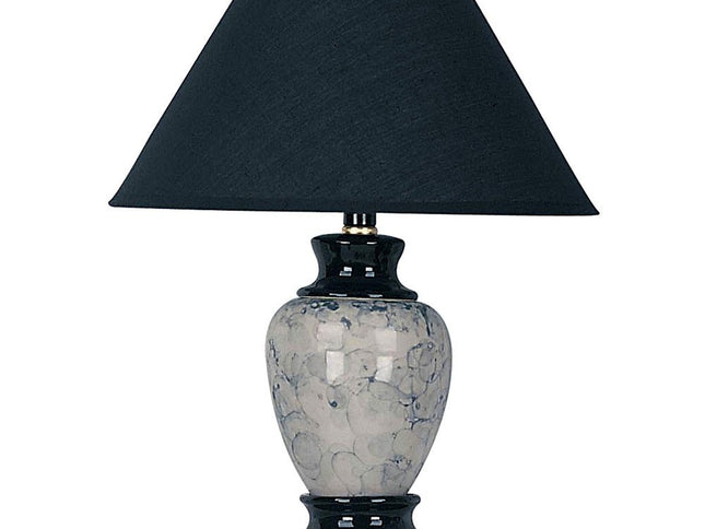 13" Black Ceramic Bedside Table Lamp With Black Shade