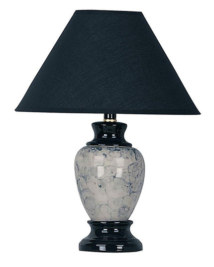 13" Black Ceramic Bedside Table Lamp With Black Shade