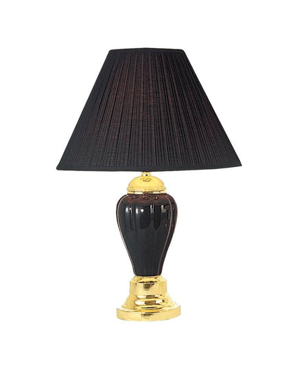 27" Black and Gold Ceramic Urn Table Lamp With Black Empire Shade