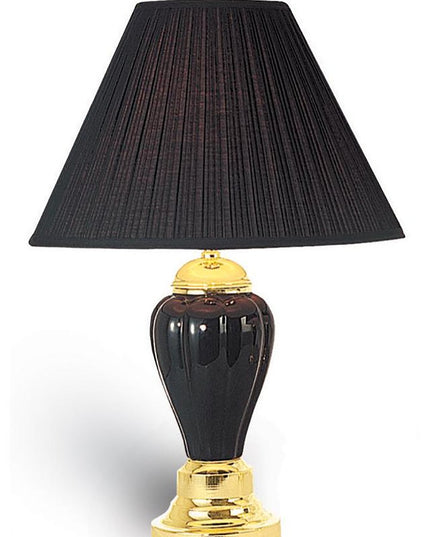 27" Black and Gold Ceramic Urn Table Lamp With Black Empire Shade