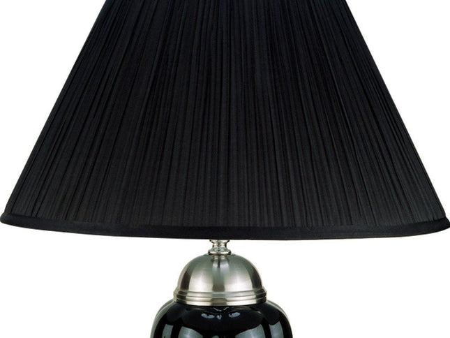 27" Black and Silver Ceramic Urn Table Lamp With Black Empire Shade