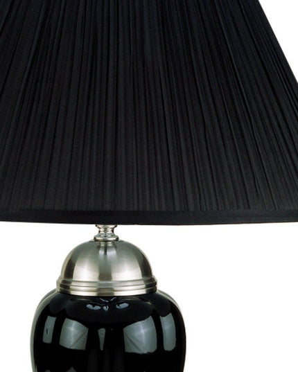 27" Black and Silver Ceramic Urn Table Lamp With Black Empire Shade
