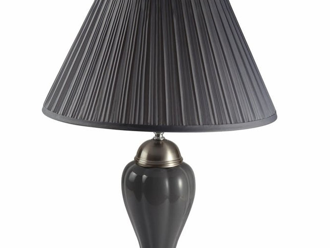 27" Gray and Silver Metal Urn Table Lamp With Gray Empire Shade