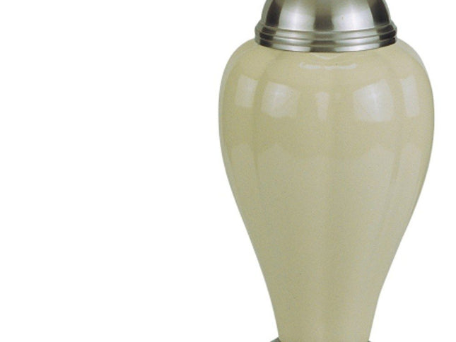 27" Gray and Silver Metal Urn Table Lamp With Gray Empire Shade