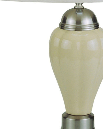 27" Gray and Silver Metal Urn Table Lamp With Gray Empire Shade