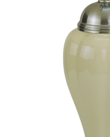 27" Gray and Silver Metal Urn Table Lamp With Gray Empire Shade